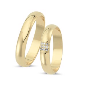 Ringe aus 14 Karat Gold - 9 Brillanten im Quadrat. Kampagne "Süße Liebe